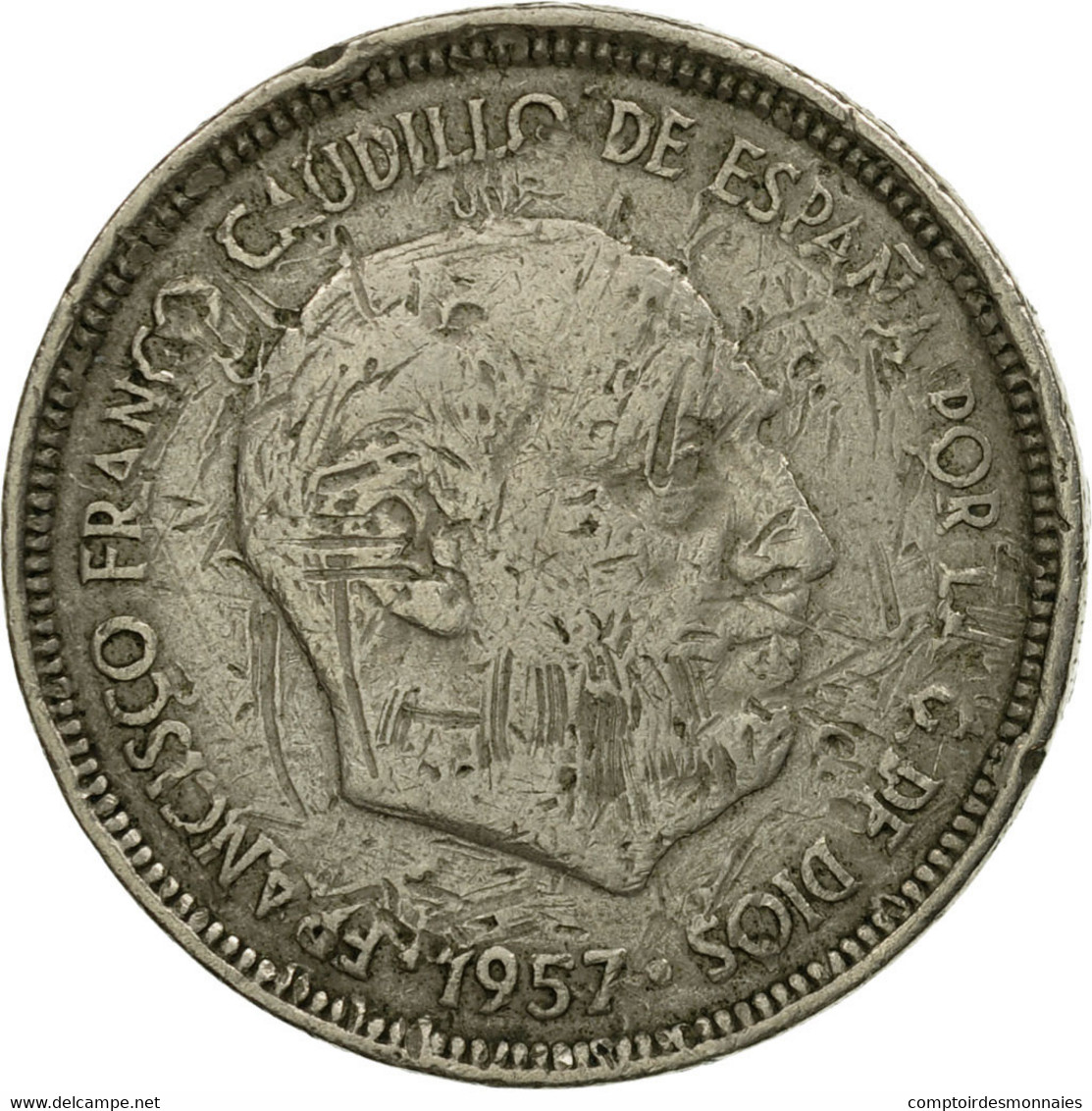 Monnaie, Espagne, Caudillo And Regent, 5 Pesetas, 1957, TB+, Copper-nickel - 5 Pesetas