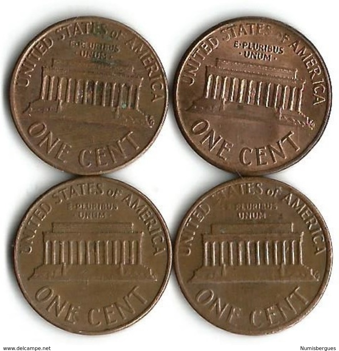 Lot 4 Pièces De Monnaie    1 Cent - Lots