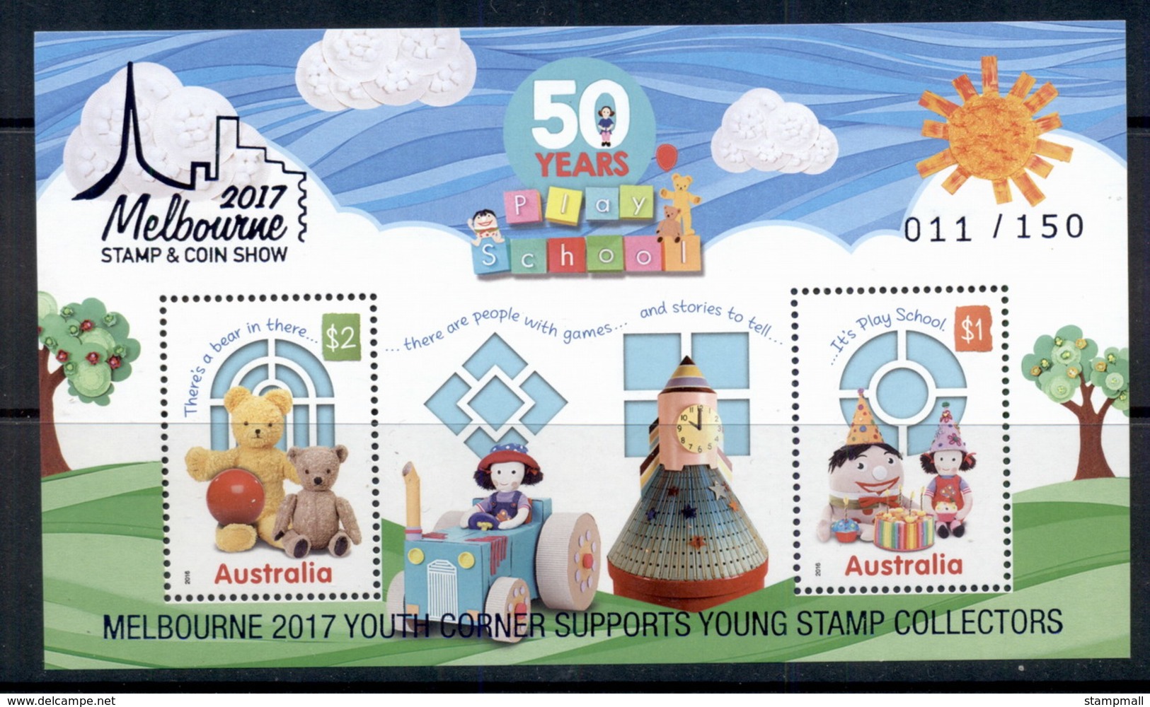 Australia 2016 Playschool , Opt Melbourne 2017 Youth Corner Supports Young Stamp Collectors MS MUH - Mint Stamps