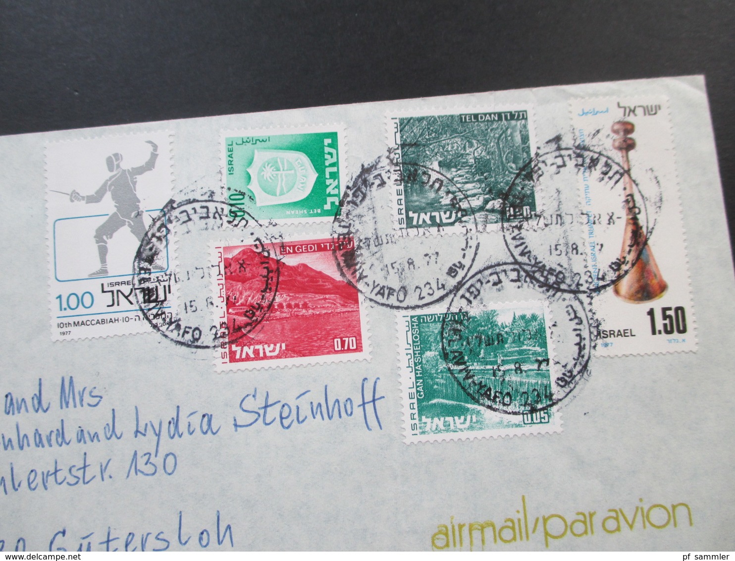 Israel 1977 Air Mail / Luftpost Umschlag Des Sinai Hotel Tel-Aviv Hotelumschlag - Briefe U. Dokumente