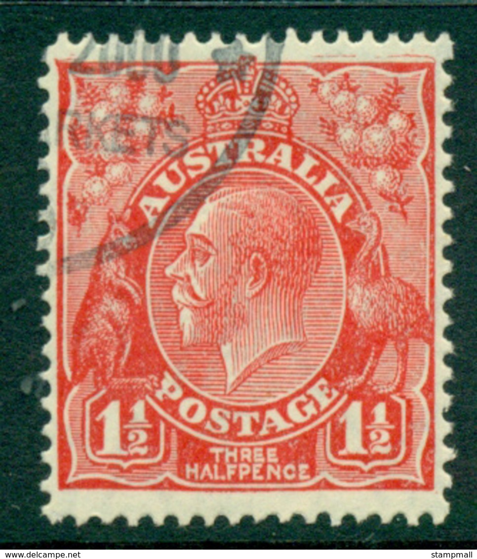 Australia KGV Head 1½d Red Small Multi Wmk Perf 13.5x12.5  CTO Lot25016 - Used Stamps