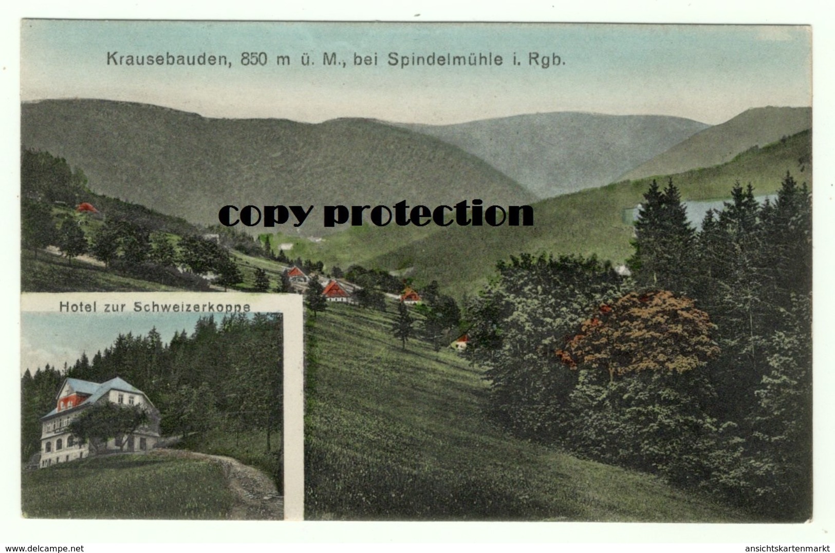 Spindelmühle Riesengebirge, Krausebauden, Hotel Zur Schweizerkoppe, Alte Ansichtskarte, Spindleruv Mlyn - Tschechische Republik