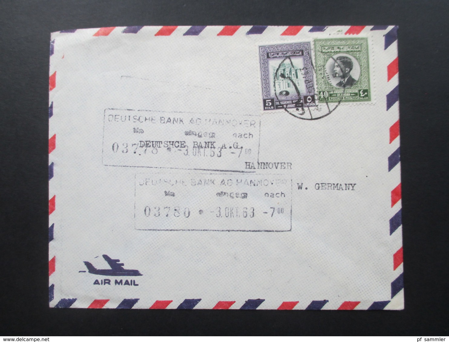 Jordanien 1963 Air Mail / Luftpost The Cairo Amman Bank. The Hashemite Kingdom Of Jordan - Giordania