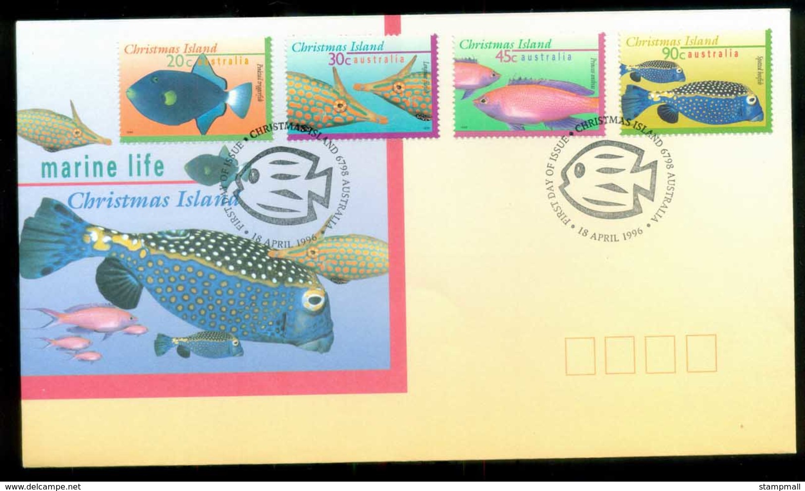 Christmas Is 1996 Marine Life IV, 20,30,45,90c FDC Lot80200 - Christmas Island