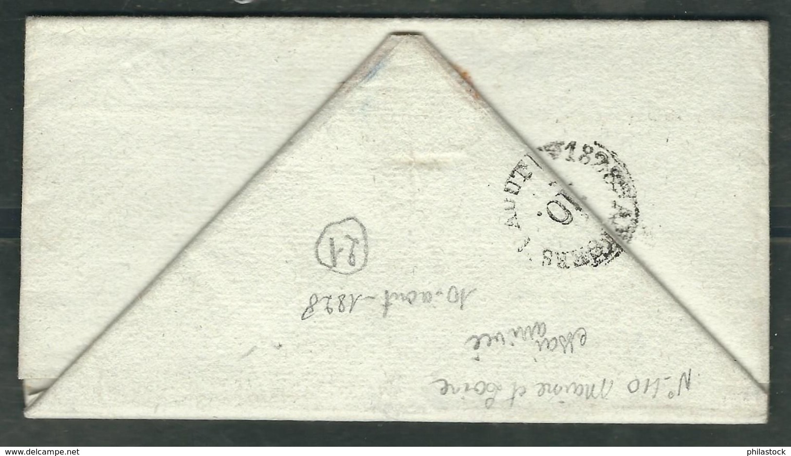 FRANCE 1828 Marque Postale Taxée De Soissons - 1801-1848: Vorläufer XIX