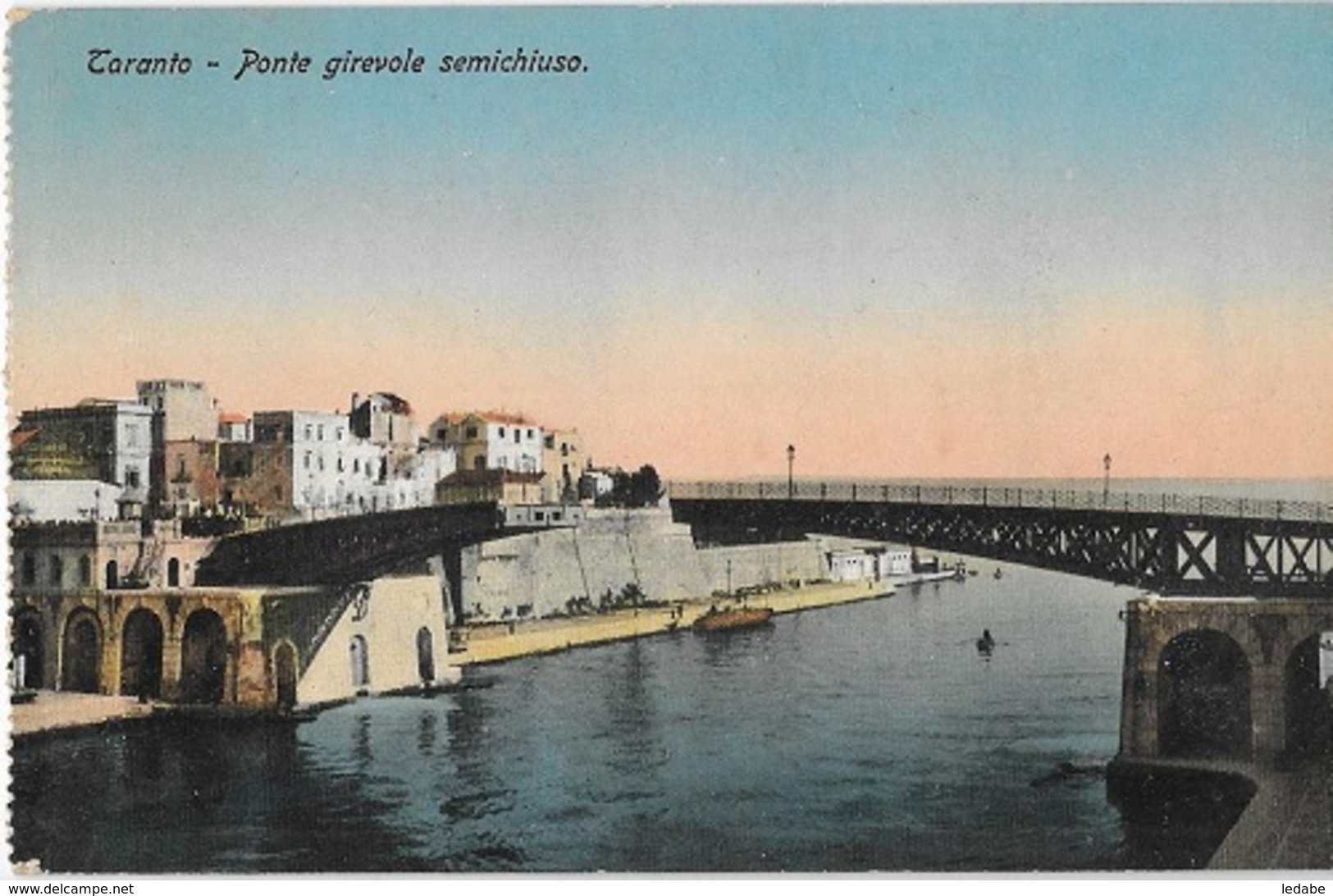 18-217- CPA TARANTO, Ponte Girevole Semichusio, Voyagée En 1916, Bon état - Taranto