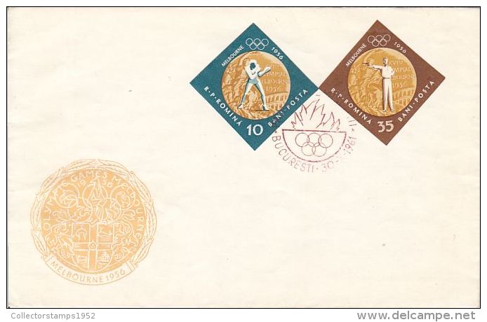 73181- BOXING, SHOOTING, MELBOURNE'56 OLYMPIC GAMES, COVER FDC, 1961, ROMANIA - Sommer 1956: Melbourne