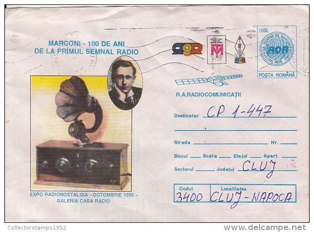 73194- MARCONI, FIRST RADIO SIGNAL, TELECOM, SCIENCE, COVER STATIONERY, 1996, ROMANIA - Telecom