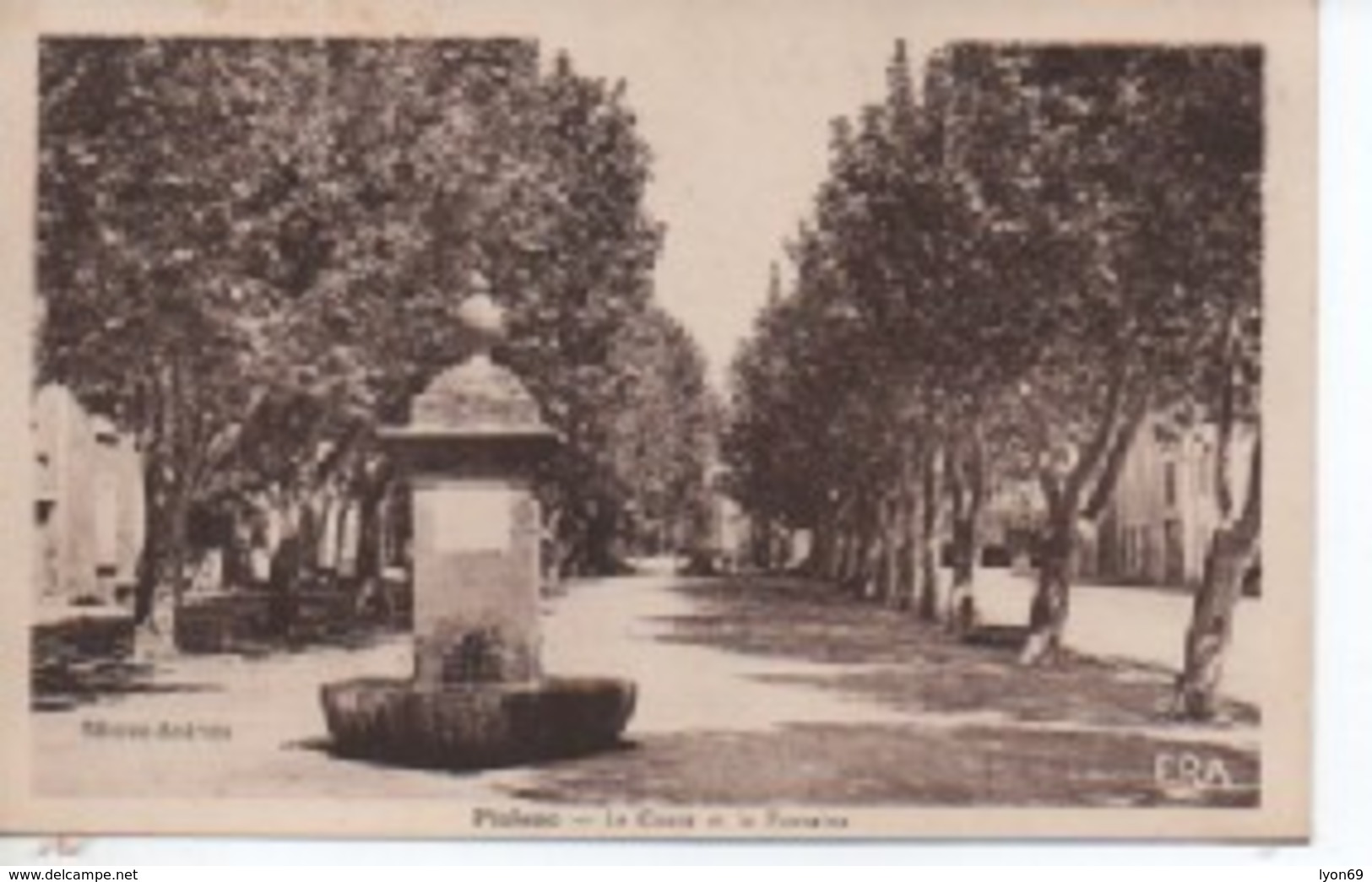 PIOLENC  LE COURS ET LA FONTAINE POINT DE COLLE AUX QUATRE COINS VERSO - Piolenc