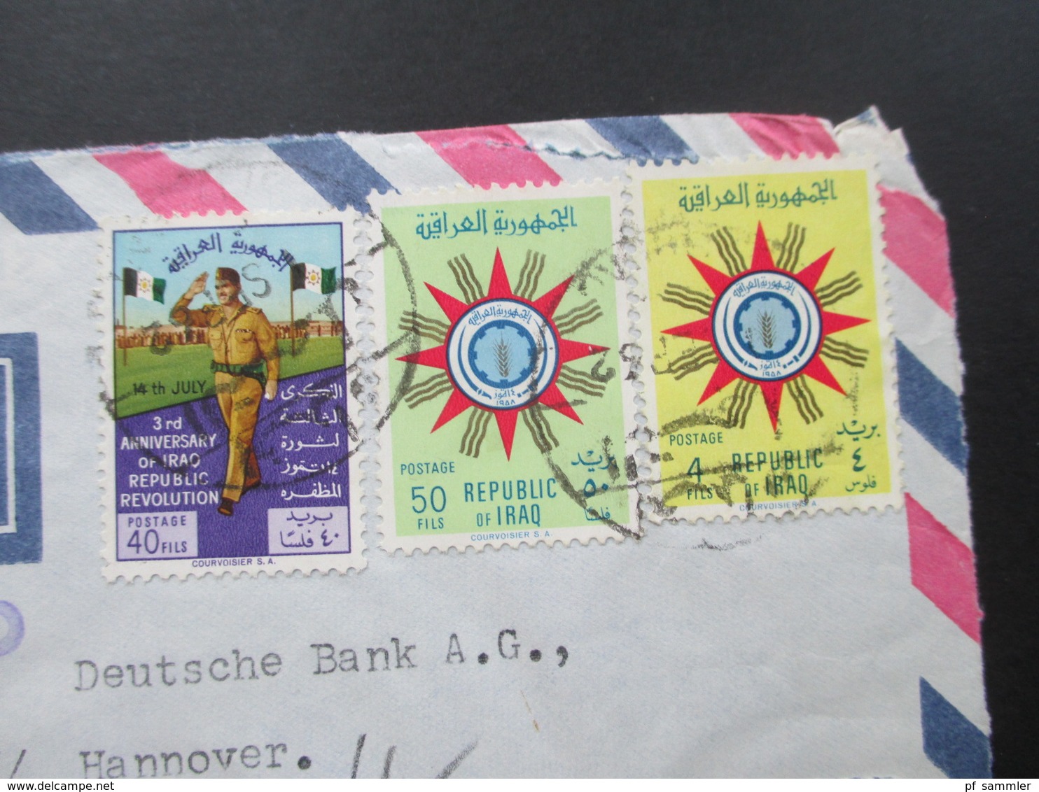 Irak / Iraq 1962 Luftpost / Air Mail Registered Letter / Einschreiben Baghdad No 303 Dreieckstempel Rückseitig - Iraq