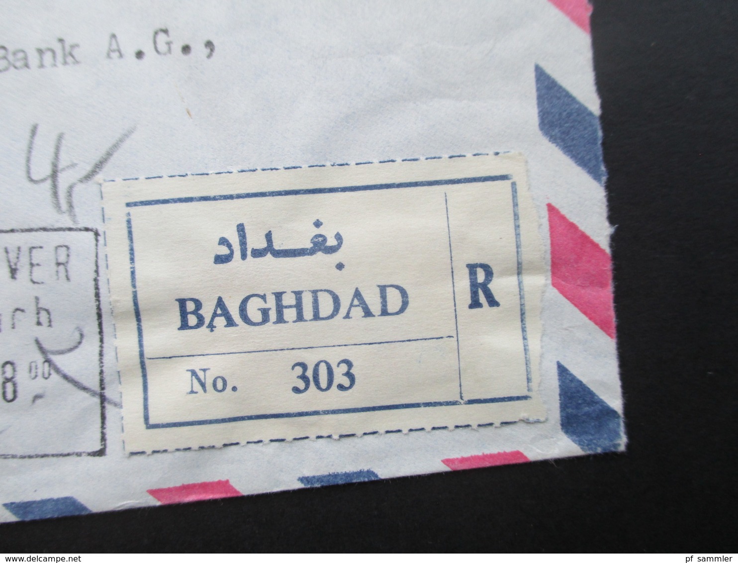 Irak / Iraq 1962 Luftpost / Air Mail Registered Letter / Einschreiben Baghdad No 303 Dreieckstempel Rückseitig - Irak