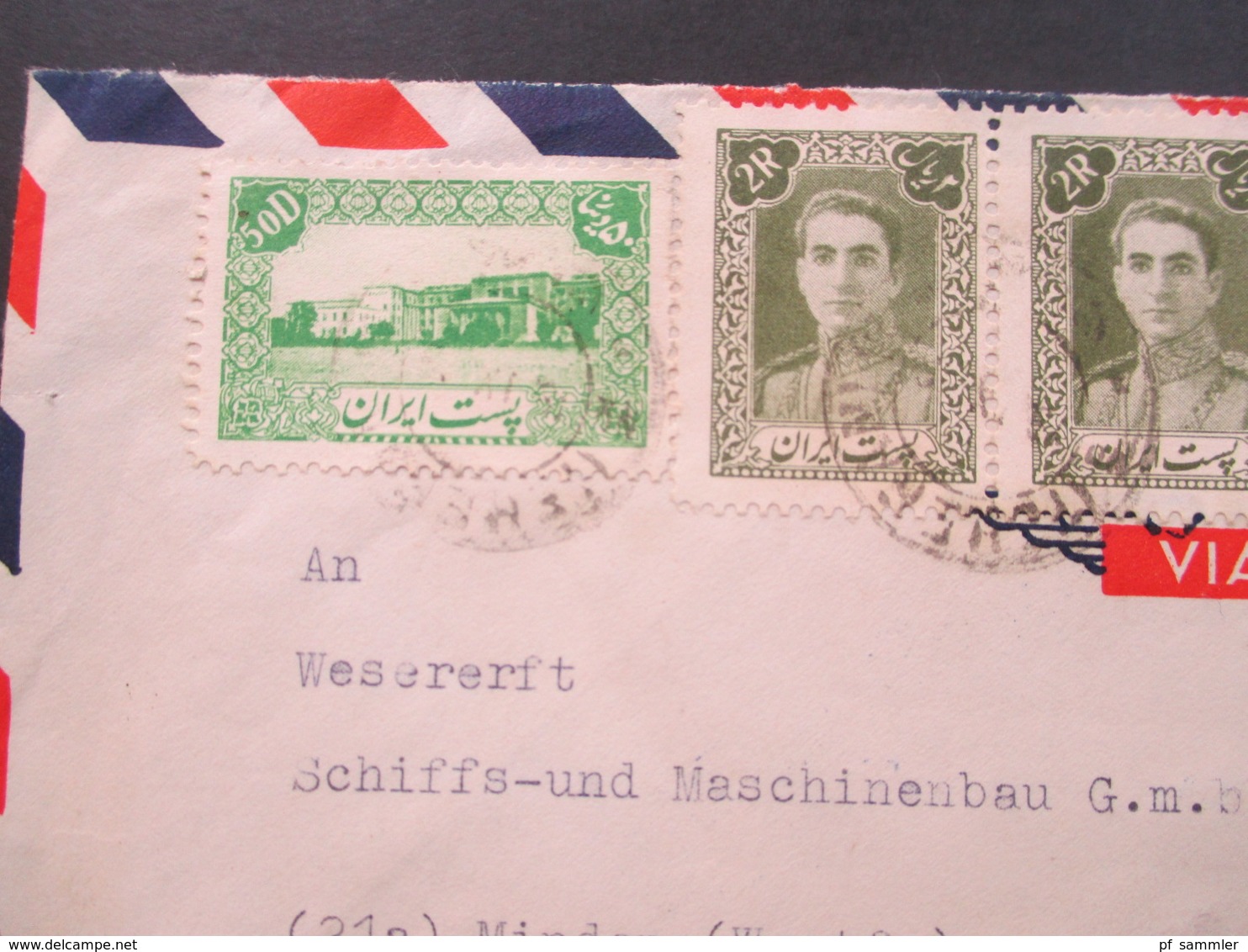 Iran Air Mail / Luftpost An Der Weserwert Schiffs Und Maschinenbau Minden Westfalen. - Irán