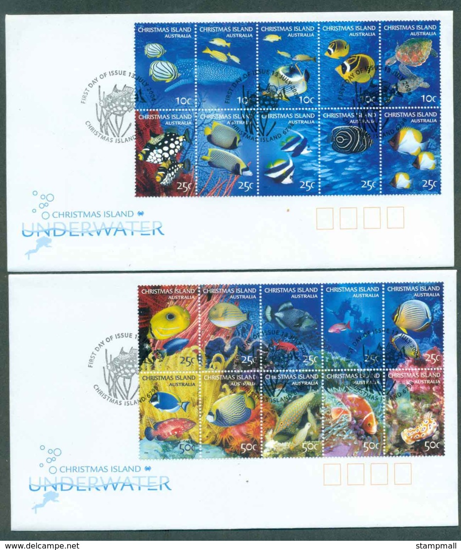 Christmas Is 2004 Underwater Marine Life Ex Sheetlet (2)FDC Lot48989 - Christmas Island