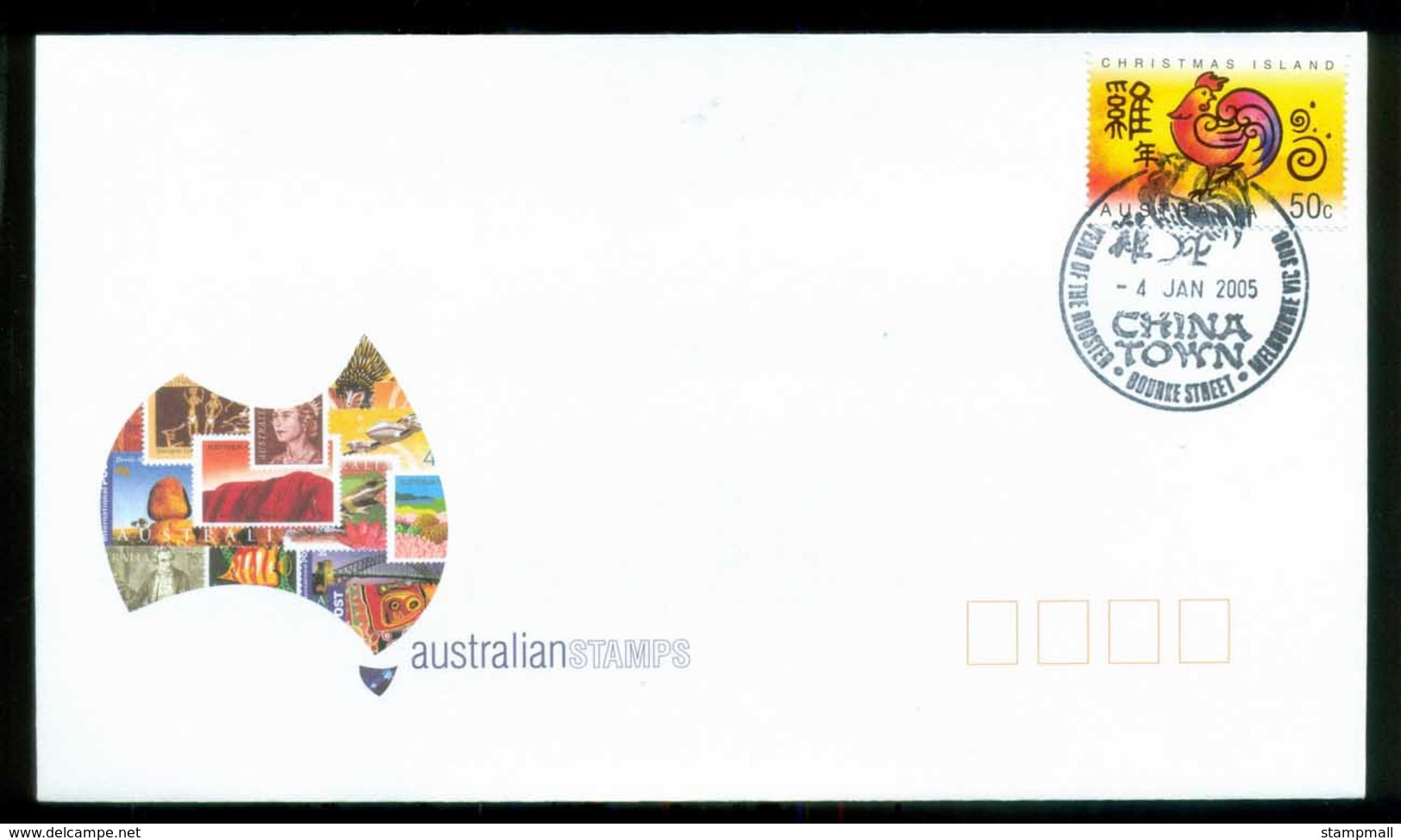 Christmas Is 2005 New Year Of The Rooster, Chinatown Melbourne GPO FDC Lot80315 - Christmas Island