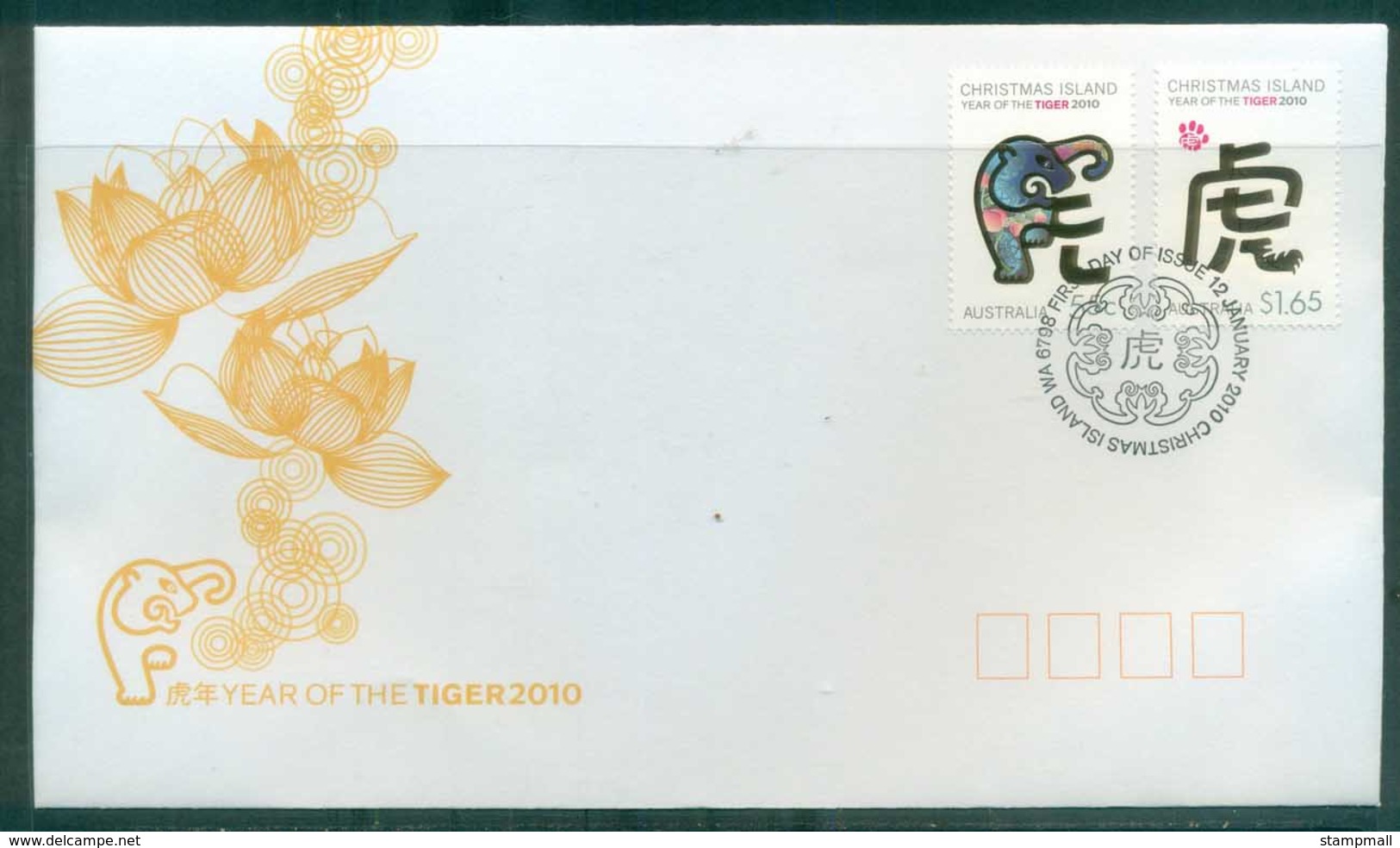 Christmas Is 2010 New Year Of The Tiger FDC Lot76031 - Christmas Island