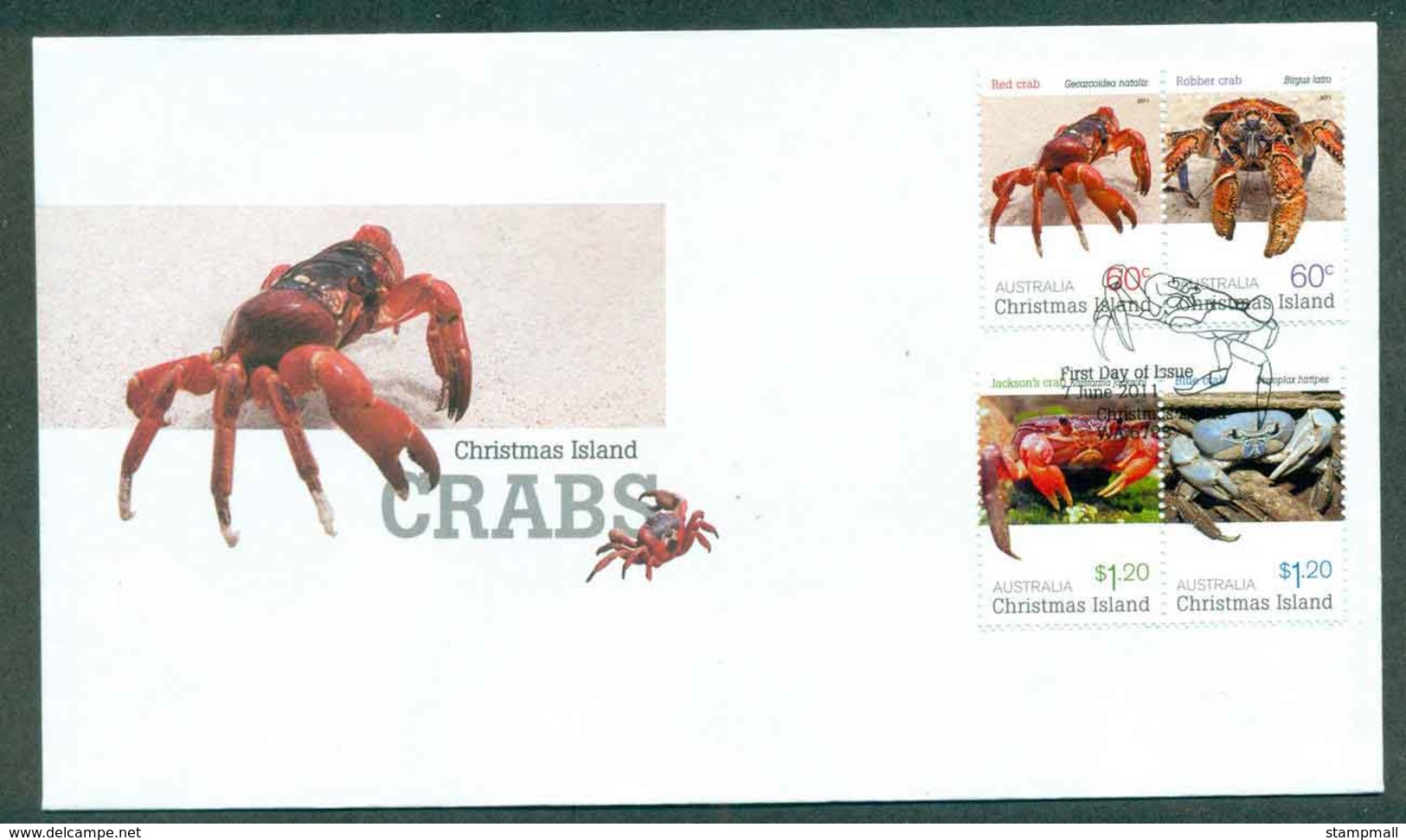 Christmas Is 2011 Crabs FDC Lot50635 - Christmas Island