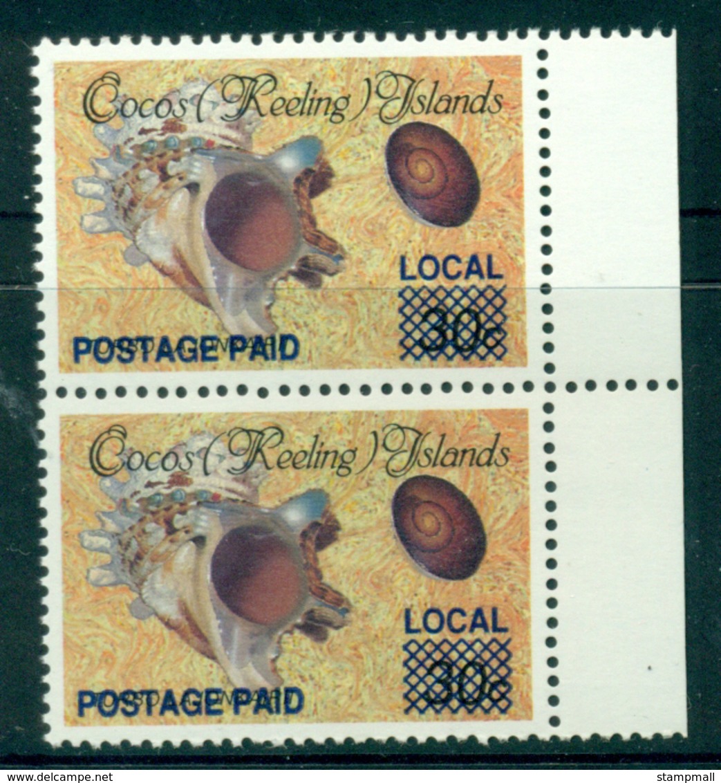 Cocos (Keeling) Is 1990 (1c) Local Postage Paid Opt Pair MUH (lot22351) - Cocos (Keeling) Islands