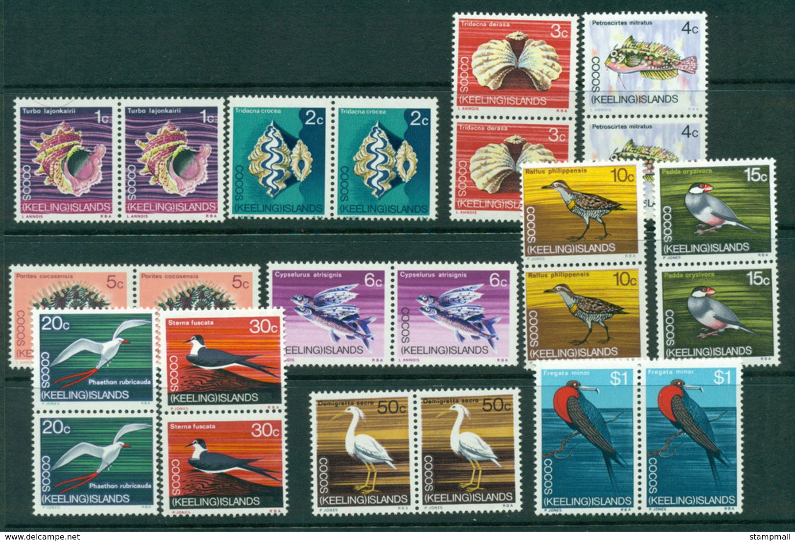 Cocos Keeling Is 1969 Fish/Birds Pairs MUH Lot23994 - Cocos (Keeling) Islands