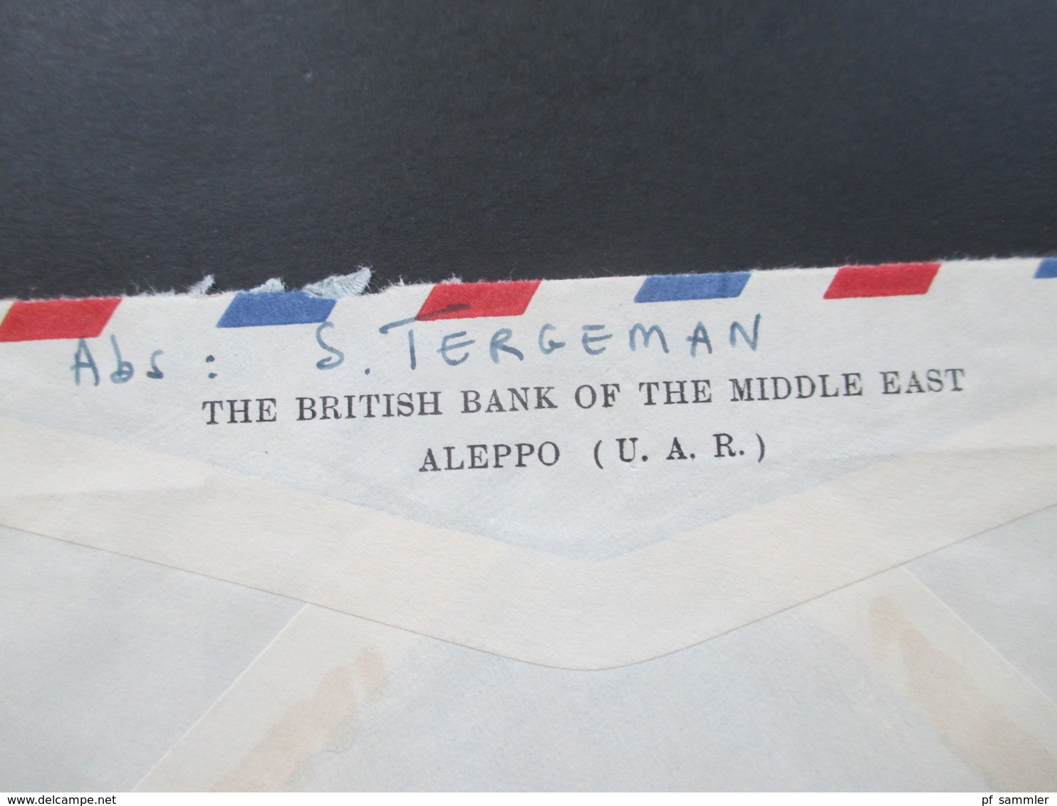 Syrien / UAR 1959 Luftpost / Air Mail Registered letter! The British Bank of the Middle East Aleppo (U.A.R.)