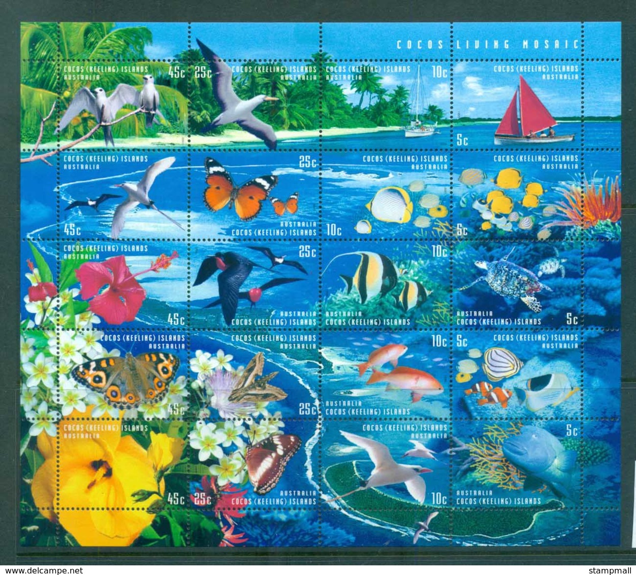 Cocos Keeling Is 1999 Flora & Fauna Sheetlet 20 MUH Lot72459 - Cocos (Keeling) Islands