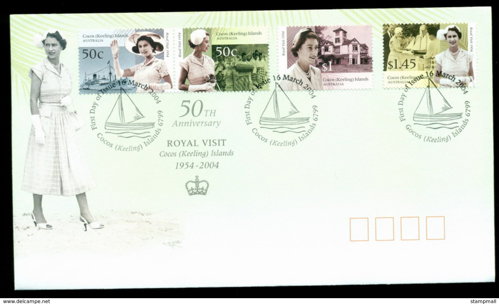 Cocos Keeling Is 2004 Royal Visit FDC Lot20306 - Cocos (Keeling) Islands