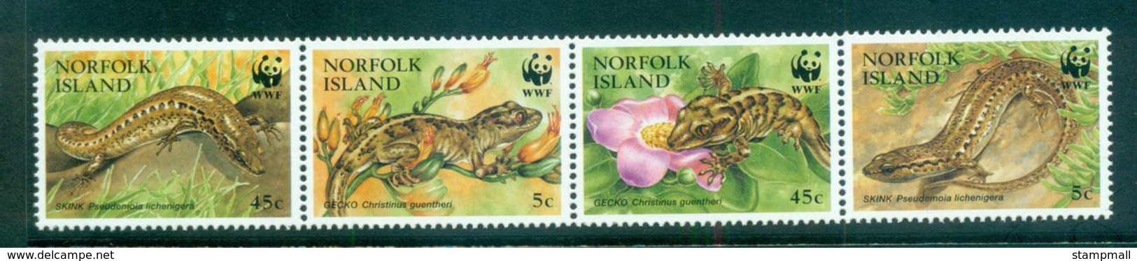 Norfolk Is 1996 WWF Skinks & Geckos MUH Lot64078 - Norfolk Island