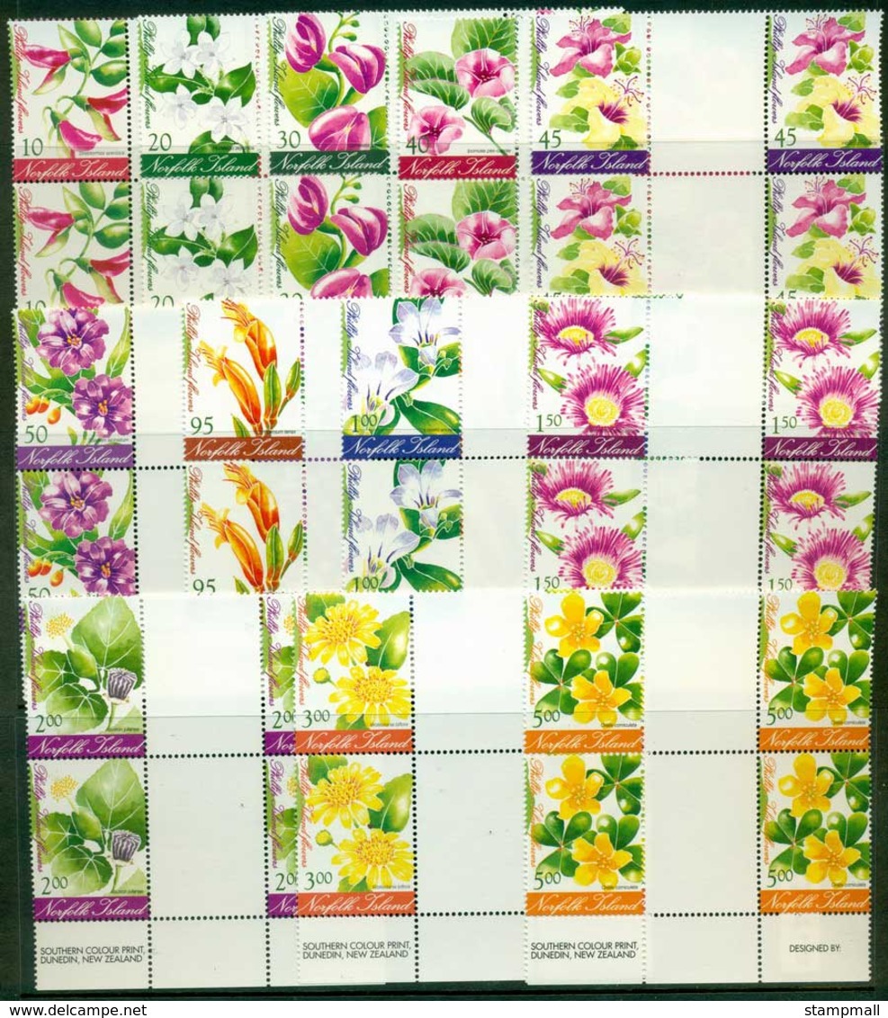 Norfolk Is 2002 Phillip Is Flowers Gutter Blocks MUH (lot21714) - Norfolk Island