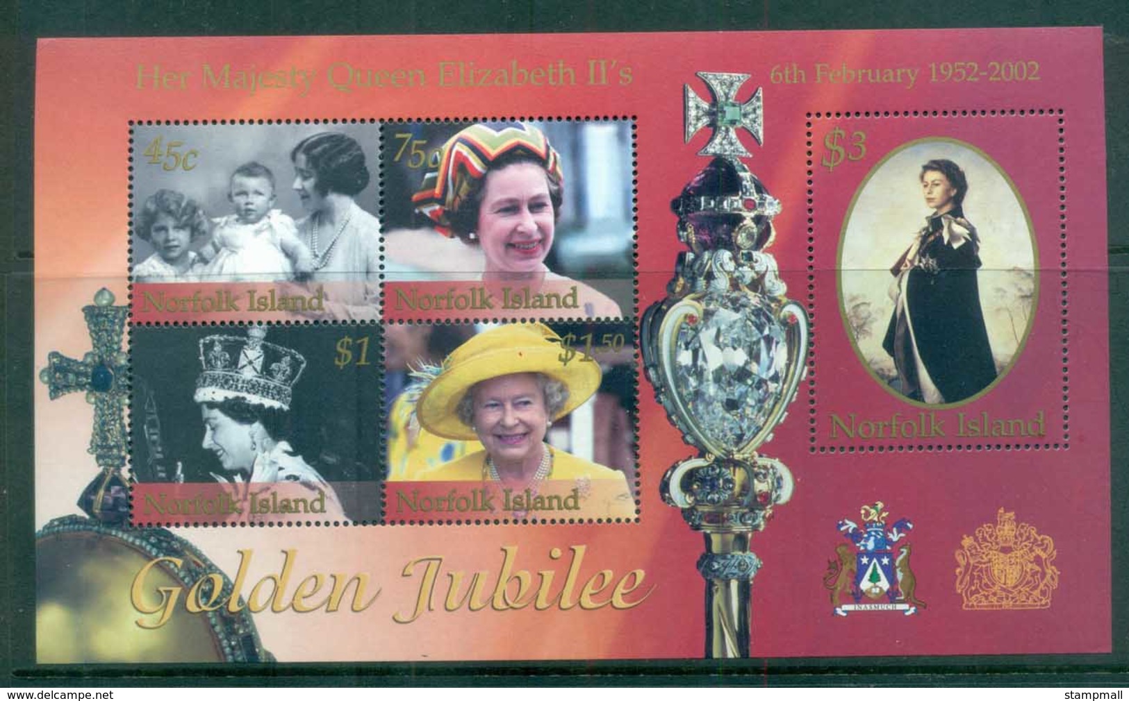 Norfolk Is 2002 QEII 50th Anniv. Reign MS MUH Lot80547 - Norfolk Eiland