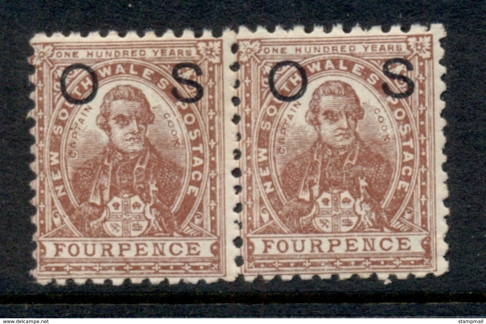 NSW 1888-89 Capt Cook 4d Red Brown Opt OS Pr MUH - Mint Stamps