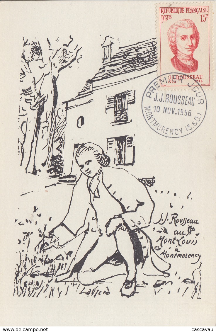 Carte  Maximum  1er  Jour    FRANCE    Jean Jacques   ROUSSEAU     MONTMORENCY   1956 - 1950-1959
