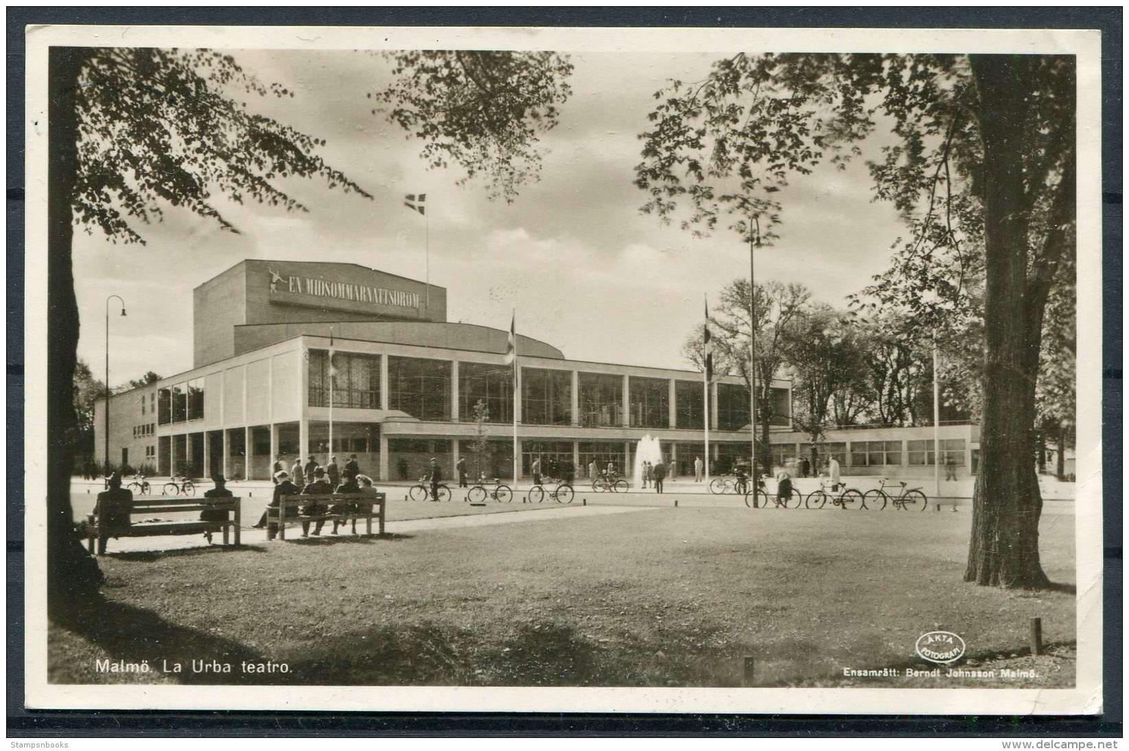 1948 Sweden Malmo Teatro Postcard - Copenhagen. Esperanto Congress - Covers & Documents