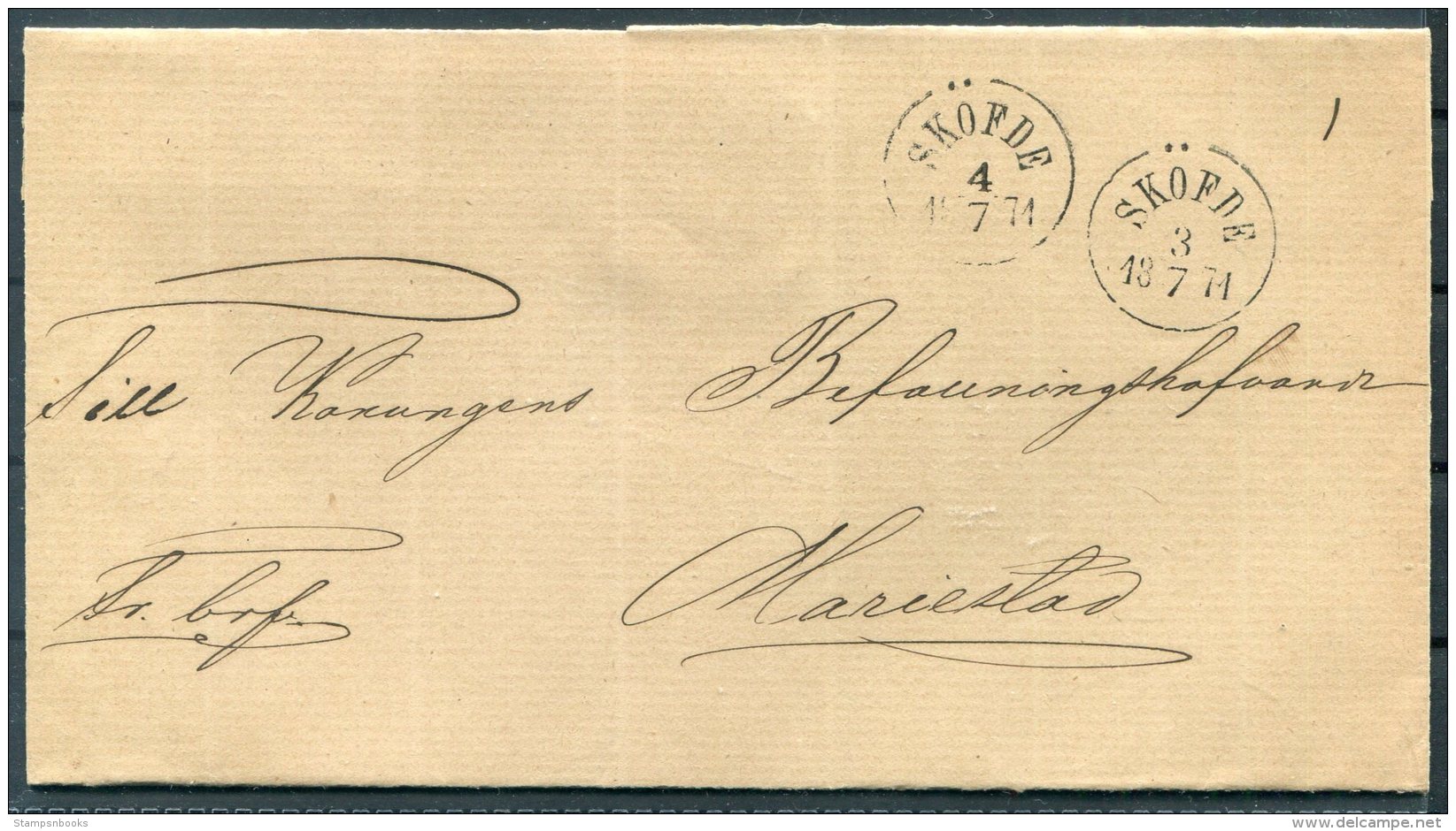 1874 Sweden Fribref Skofde - Covers & Documents