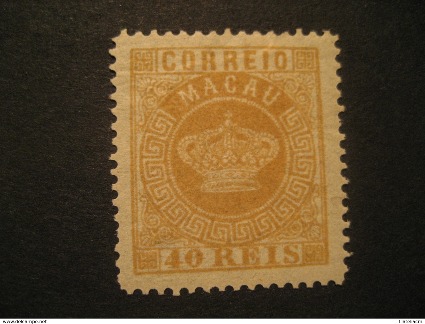 40 Reis Bistre MACAU 1885 Yvert 19 (Perf. 12 1/2 Cat. Year 2008: 40 Eur) Stamp Macao Portugal China Area - Neufs