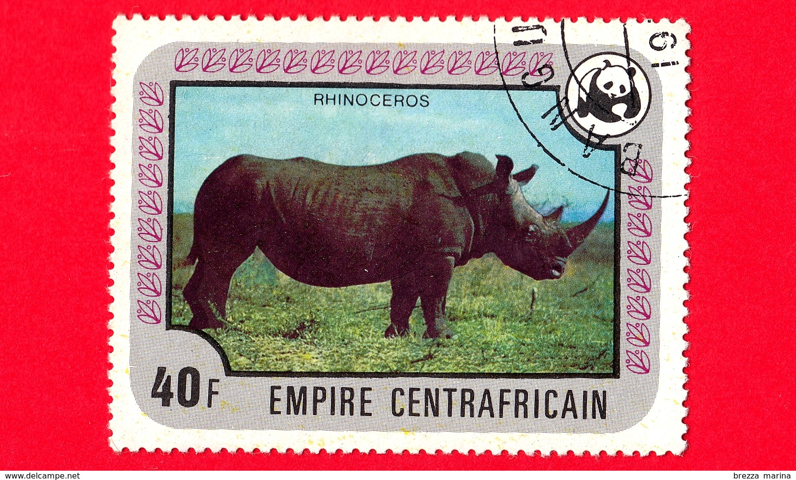 REPUBBLICA CENTROAFRICANA - Usato - 1978 - Specie In Via Di Estinzione - WWF - Rinoceronti - Rhinoceros - 40 - Repubblica Centroafricana