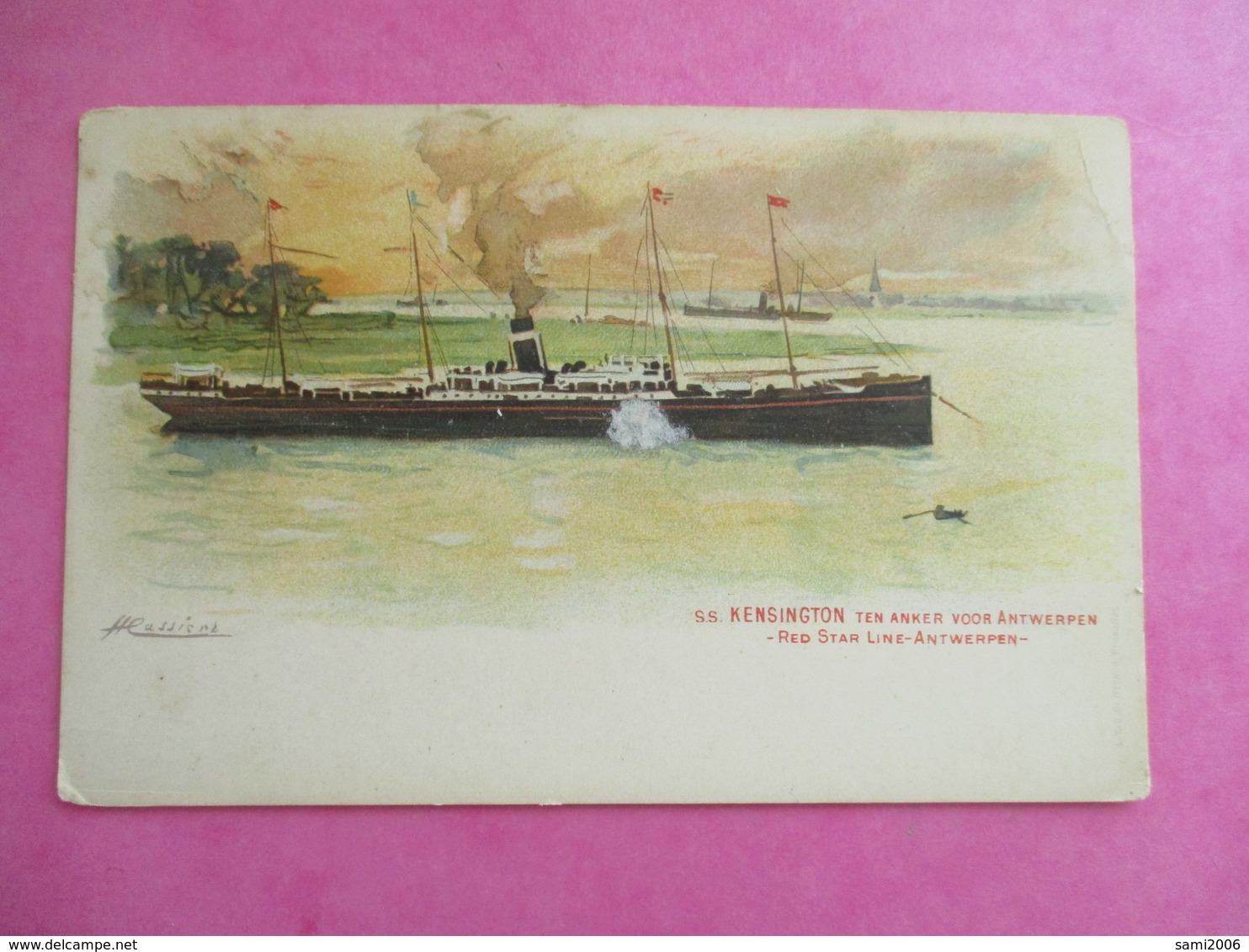 CPA ILLUSTREE PAQUEBOT S.S KENSINGTON  RED STAR LINE ANTWERPEN BELGIQUE - Dampfer