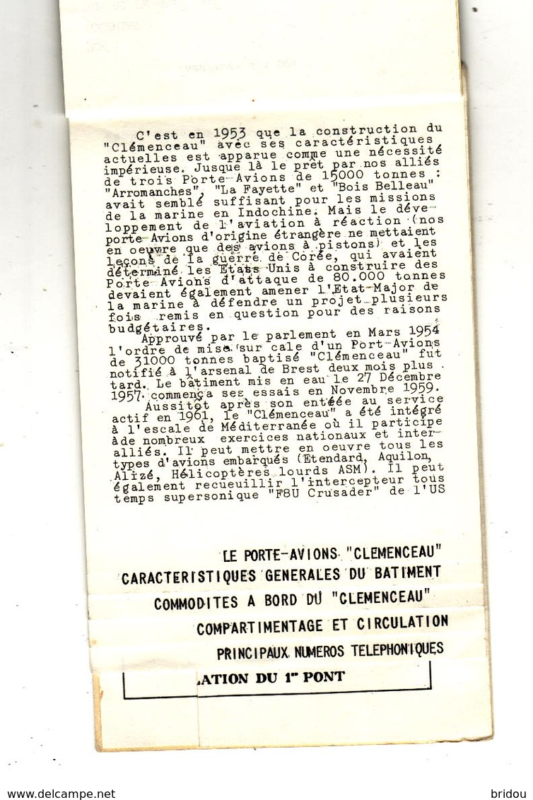 Document   LE PORTE AVION  CLEMENCEAU    Dépliant 15 Pages   Années 1950/60 - Autres & Non Classés