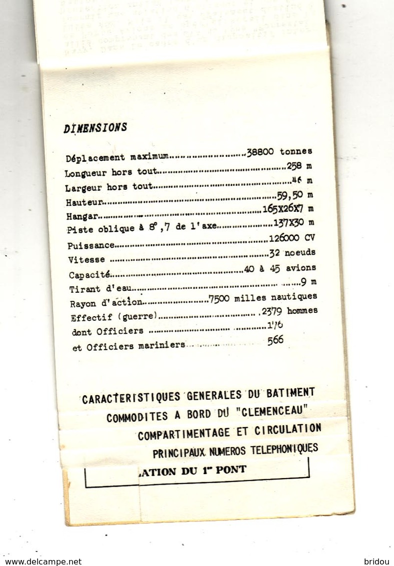 Document   LE PORTE AVION  CLEMENCEAU    Dépliant 15 Pages   Années 1950/60 - Otros & Sin Clasificación