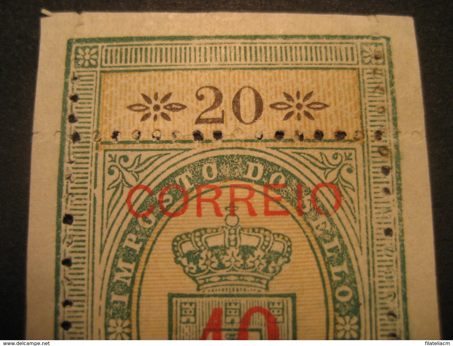 FISCAL 40 O.p. 20 Reis MACAU 1887 Yvert 31 (Cat. Year 2008: 150 Eur) Stamp Macao Portugal China Area Fiscaux - Ungebraucht