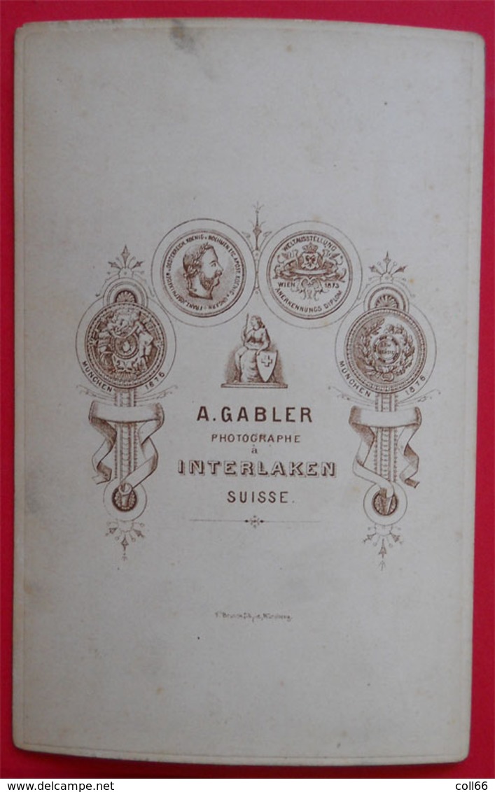 1876-1880 RARE lot de 7 Photos Cabinet par A. Gabler Photographe à Interlaken Suisse Switzerland