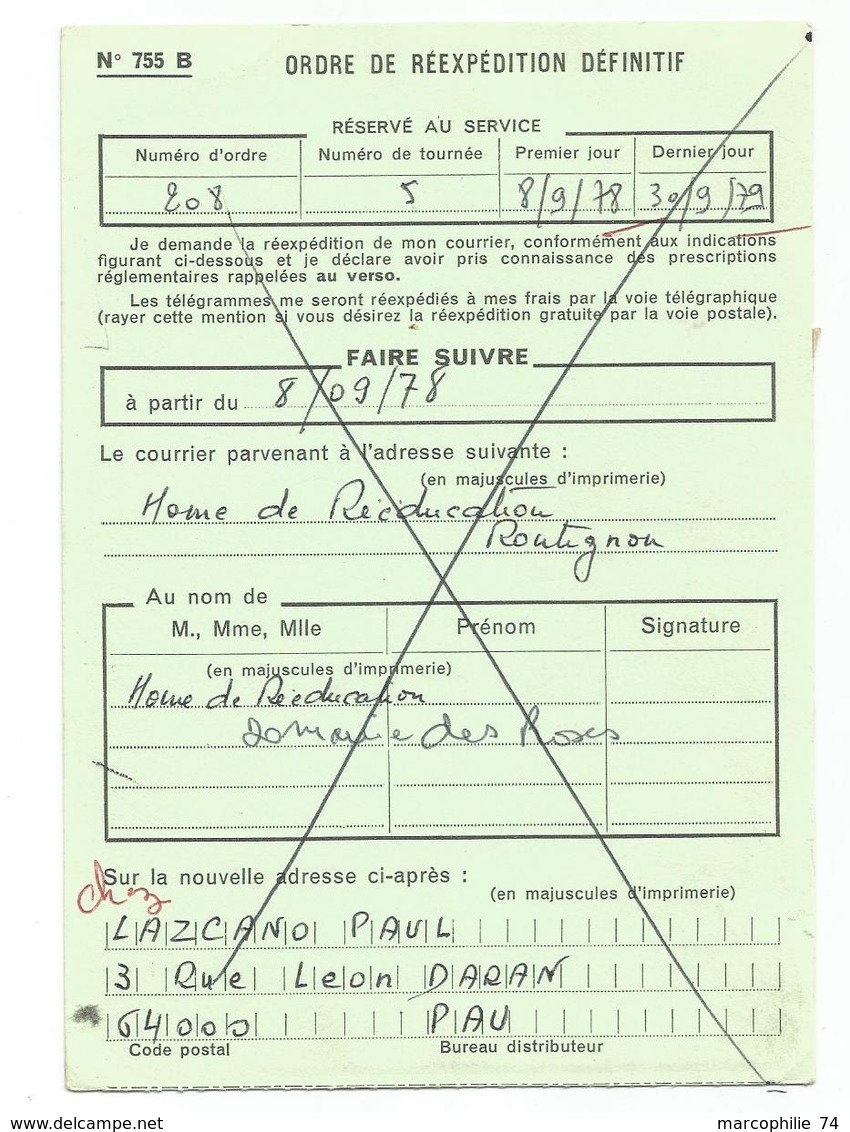 BEQUET 1FR X25 CARTE REEXËDITION DEFINITIF PAU 8.9.1978 AU TARIF - 1971-1976 Marianne De Béquet