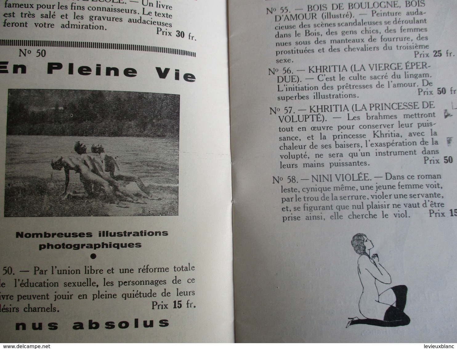 Petit Catalogue/ Oeuvres Libres / Livres Rares Et Curieux/Erotisme/Vers 1920-1940         CAT243 - 1900 – 1949