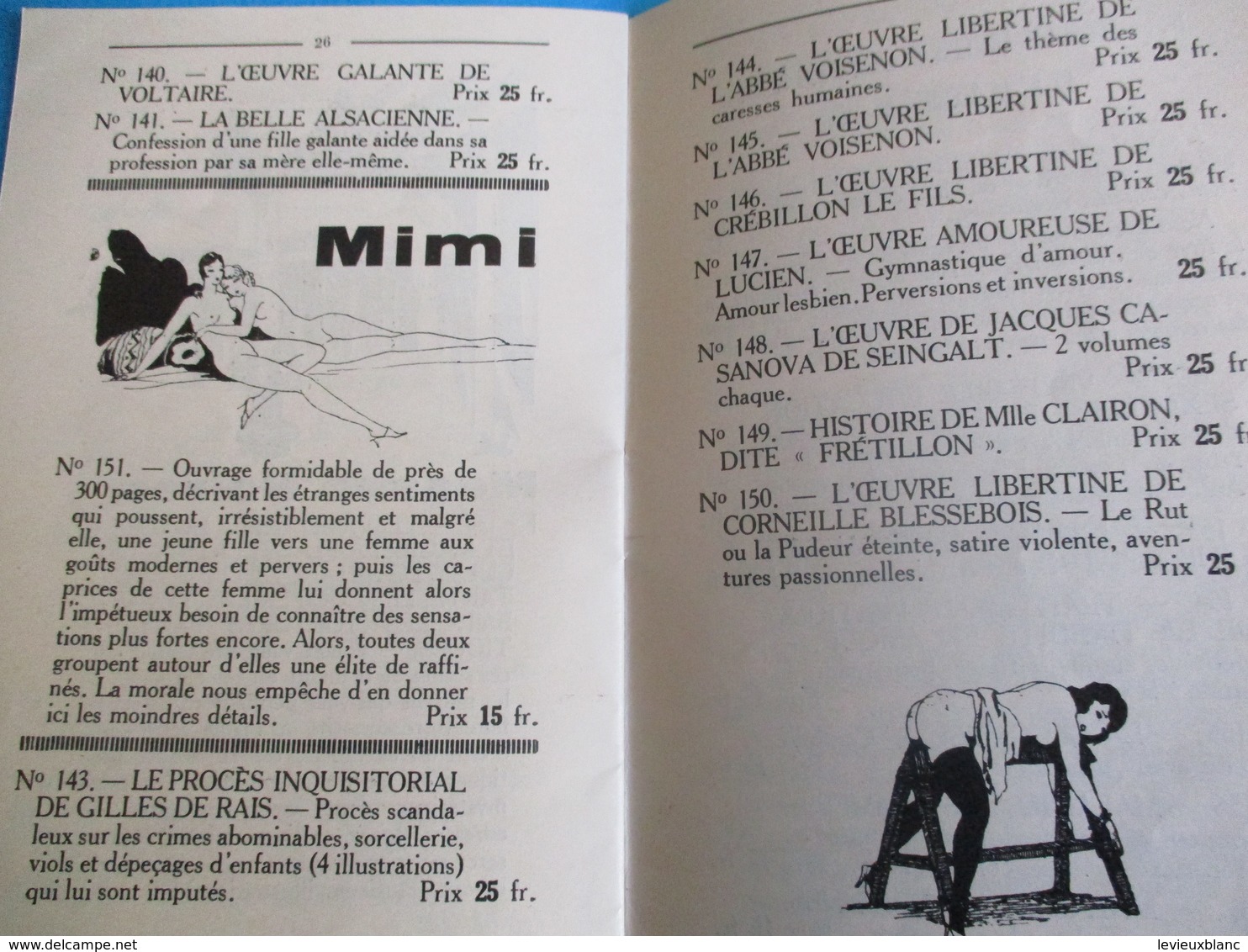 Petit catalogue/ Oeuvres libres / Livres rares et curieux/Erotisme/Vers 1920-1940         CAT243