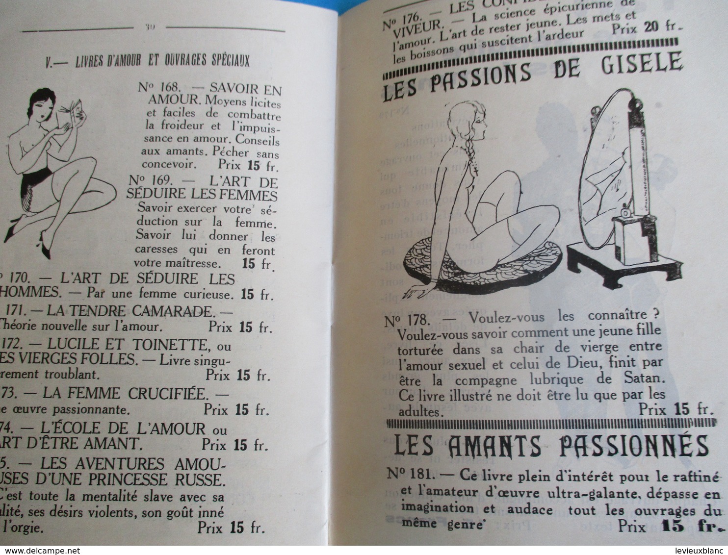 Petit catalogue/ Oeuvres libres / Livres rares et curieux/Erotisme/Vers 1920-1940         CAT243