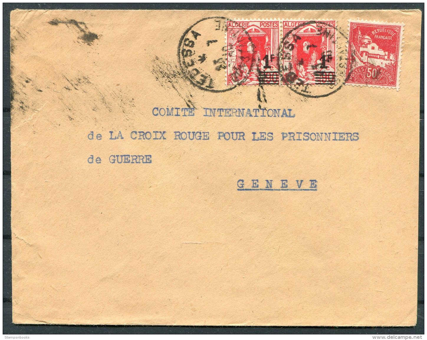 1940 Algeria Cover Tedessa - Red Cross, Geneva Switzerland - Covers & Documents