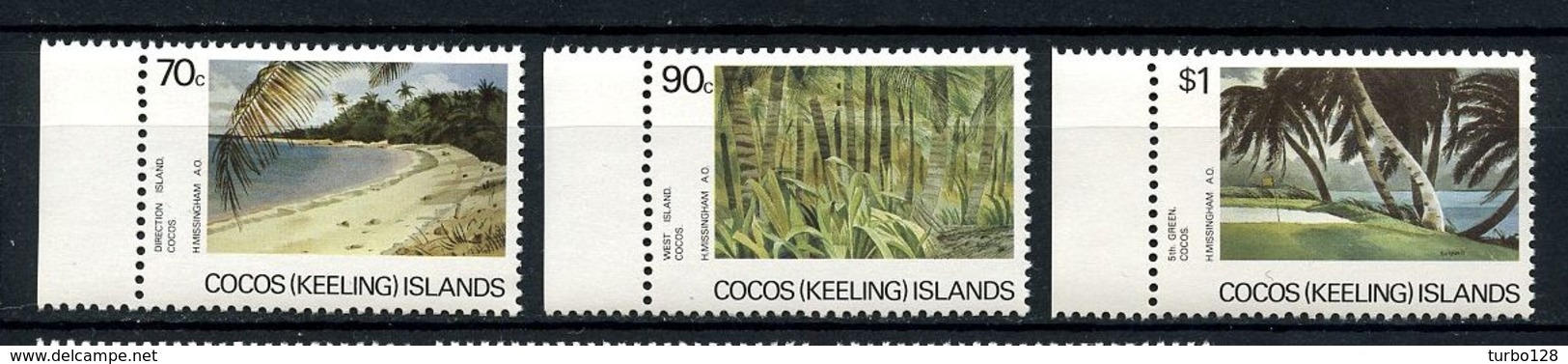 COCOS 1987 N° 160/162 ** Neufs MNH  Superbes C 10 € Paysages île Direction Plage Golf Cocoteraie Sport - Cocos (Keeling) Islands