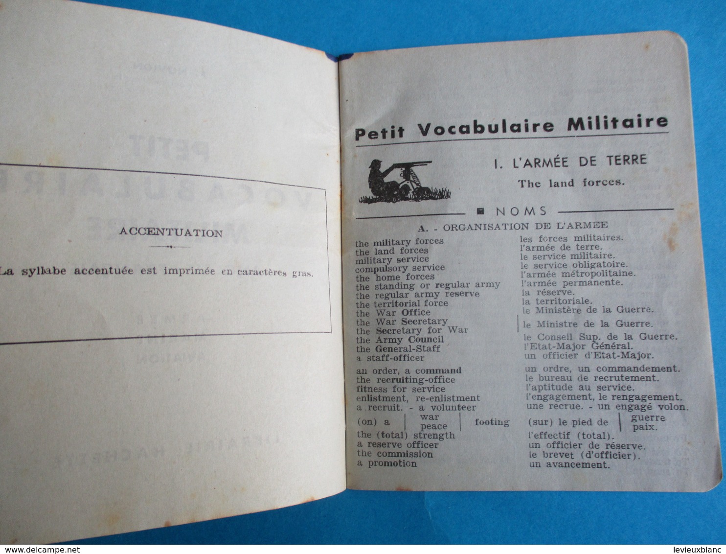 Fascicule/Petit Vocabulaire Militaire /Anglais-Français/F NOVION/Librairie Hachette /1940       VPN148 - Transports