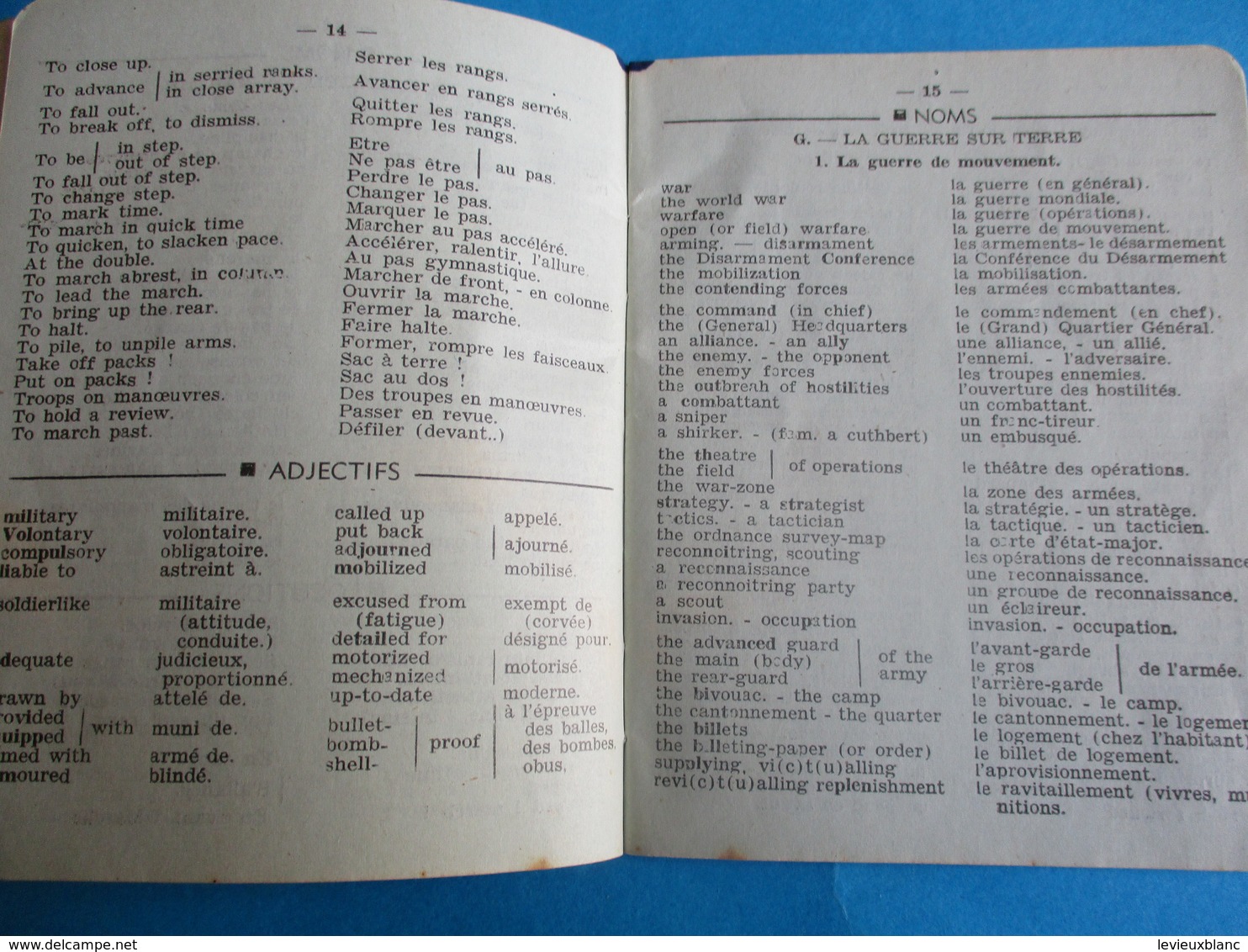 Fascicule/Petit Vocabulaire Militaire /Anglais-Français/F NOVION/Librairie Hachette /1940       VPN148 - Transports