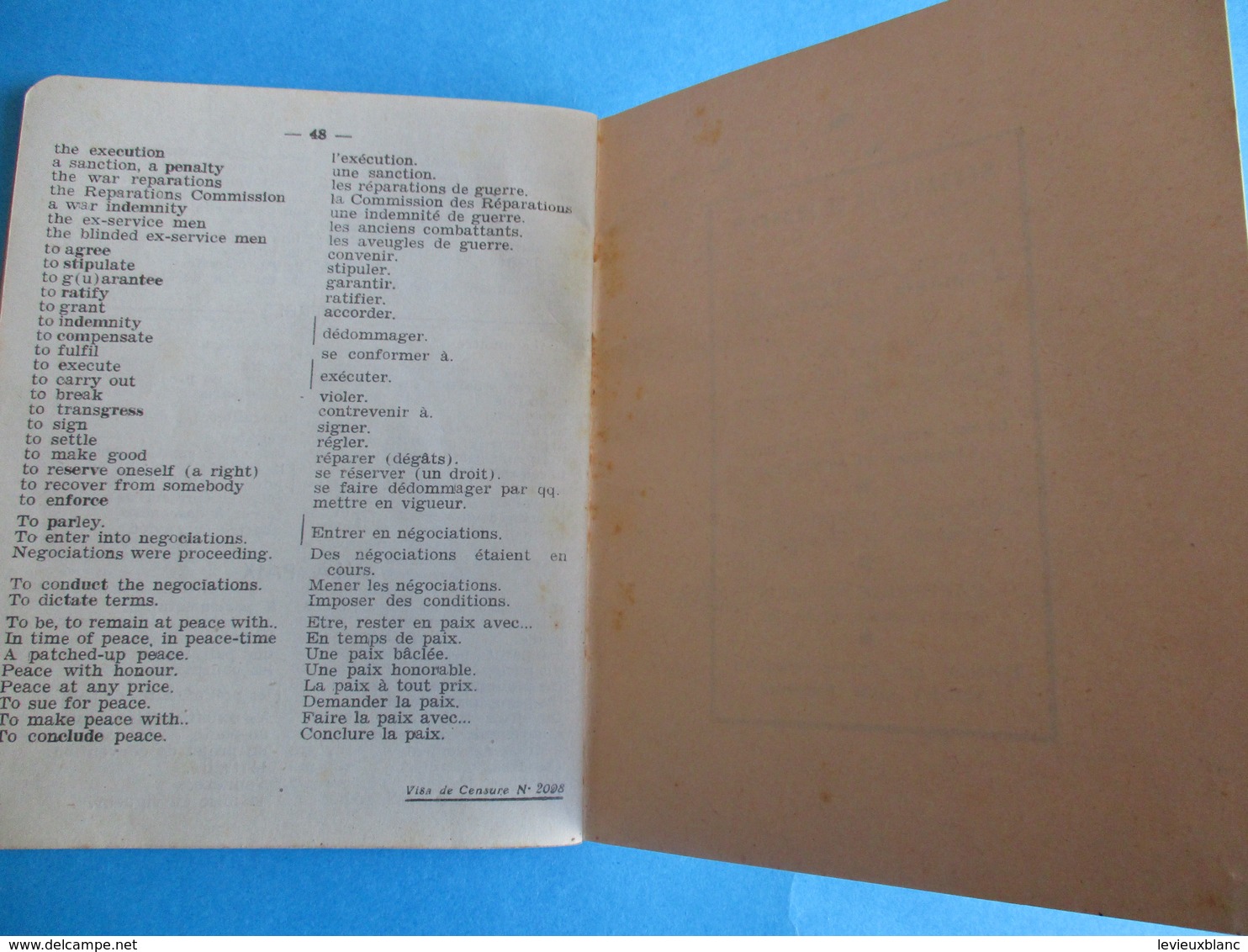 Fascicule/Petit vocabulaire Militaire /Anglais-Français/F NOVION/Librairie Hachette /1940       VPN148
