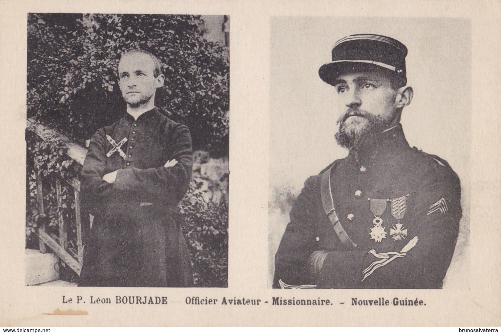 LE P. LEON BOURJADE - Officier Aviateur - Missionnaire - Nouvelle Guinée - Aviateurs