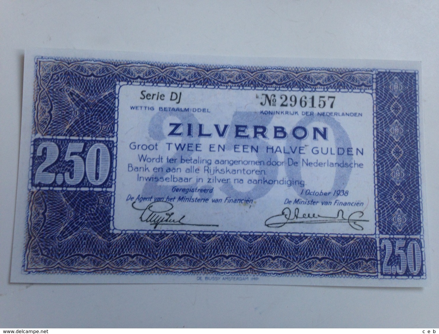 Billete Holanda. 2,5 Gulden. 1938. Amsterdam. Pre II Guerra Mundial. Réplica. Sin Circular - Other & Unclassified